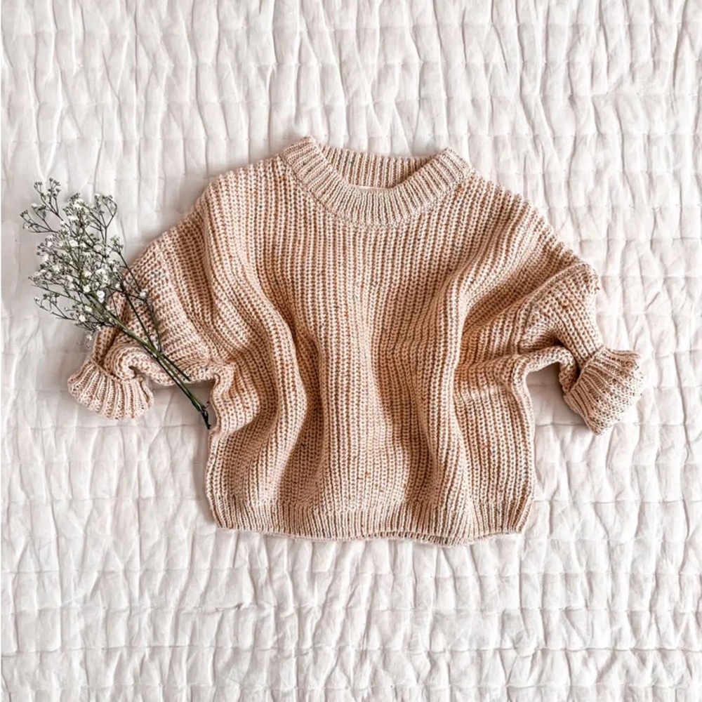 Indigo Dreams Speckled Sweater in Biscuit Color - 0-3 months